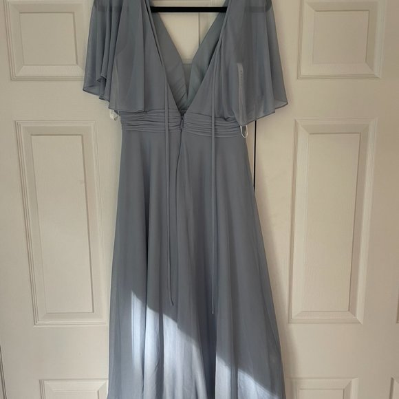 Azazie Tinsley Dress - Dusty Blue - Size 8 - Picture 3 of 4